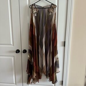Soft Surroundings Geometric Print Chiffon Sequin Embellished Duster Vest Sz S/M